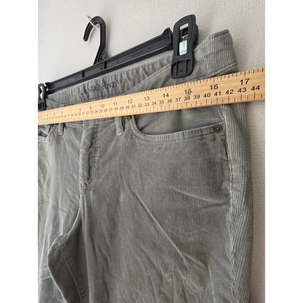 Lands End Womens Corduroy Pants Petite 10 Gray Straight Leg Stretch Casual